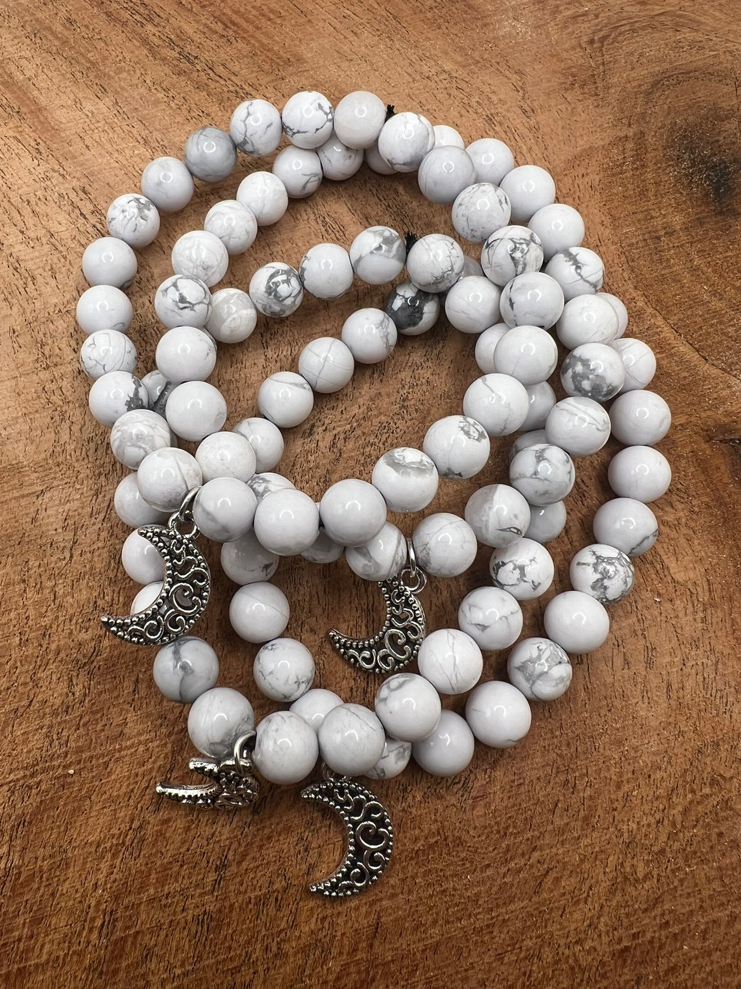 Howlite Bracelet with Moon Charm